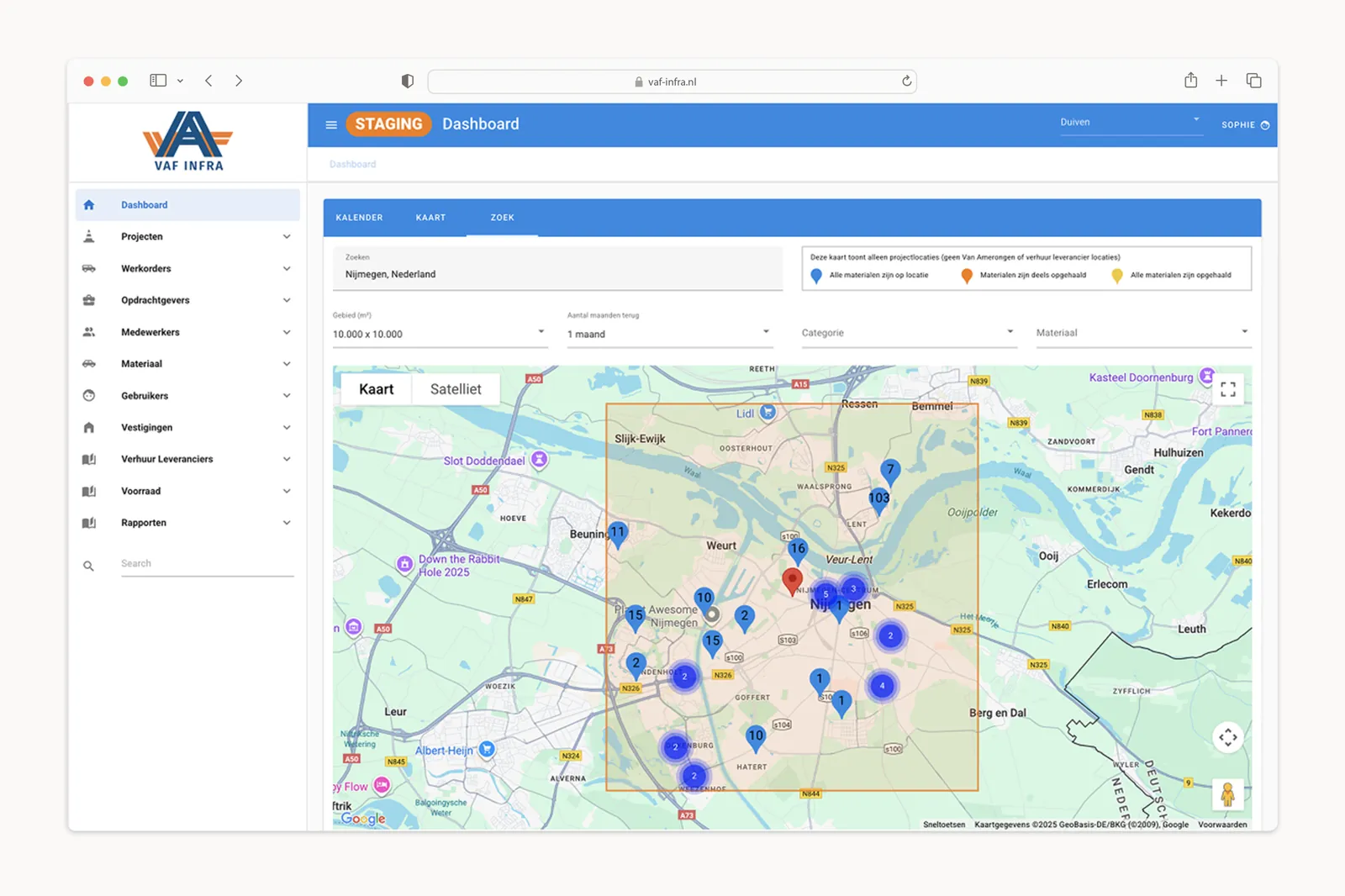 De kantoorapplicatie in de browser