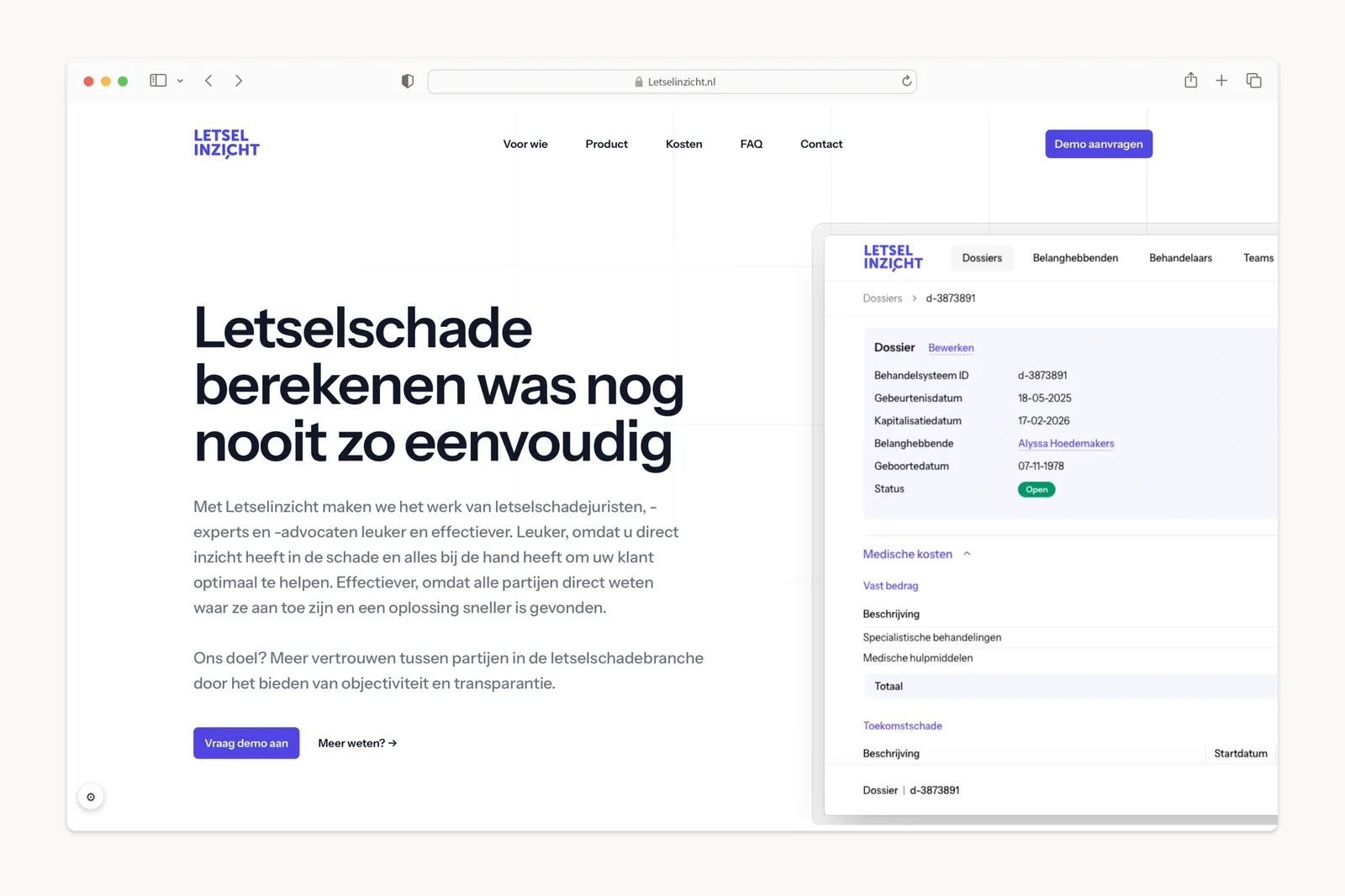 letselinzicht.nl - het product naar buiten